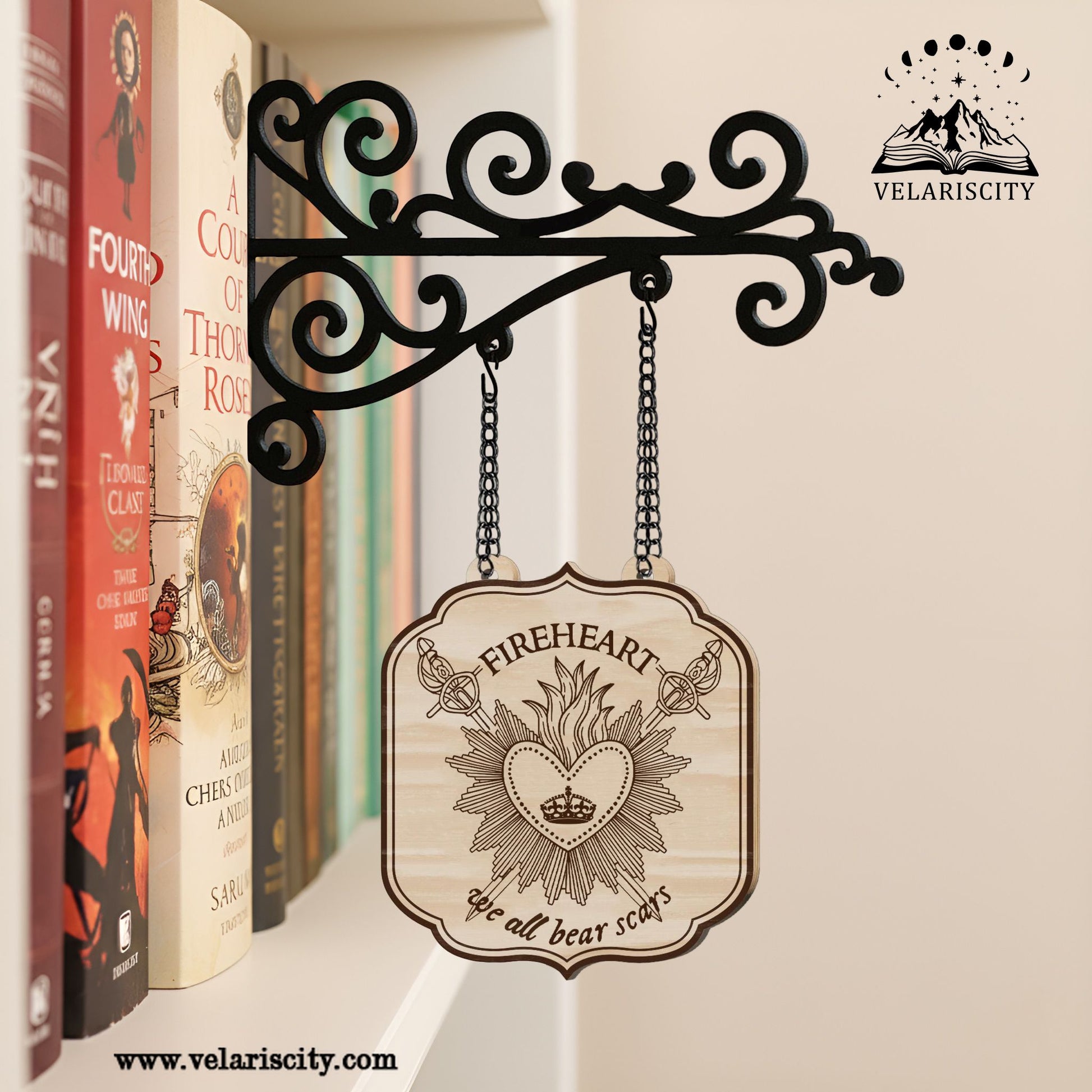 Fireheart Book Tavern Signs, We All Bear Scars Wooden Sign, Throne of Glass Fantasy Decor, Fantasy Decor for Book Lovers, Home Library Decor, Book Gift BSVLR18