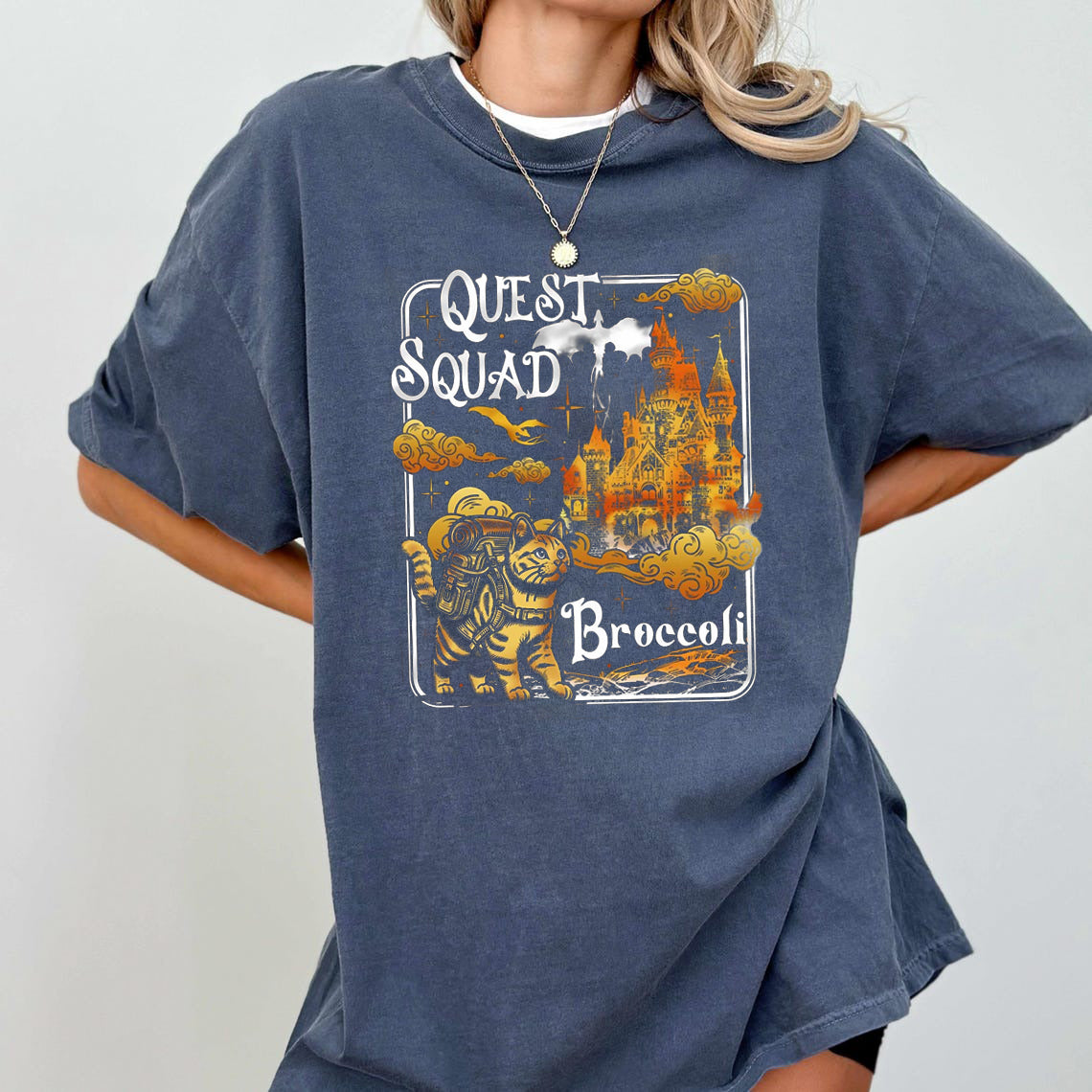 Quest Squad Comfort Colors Shirt, Onyx Storm Shirt, Broccoli Cat Shirt. CFVLR15