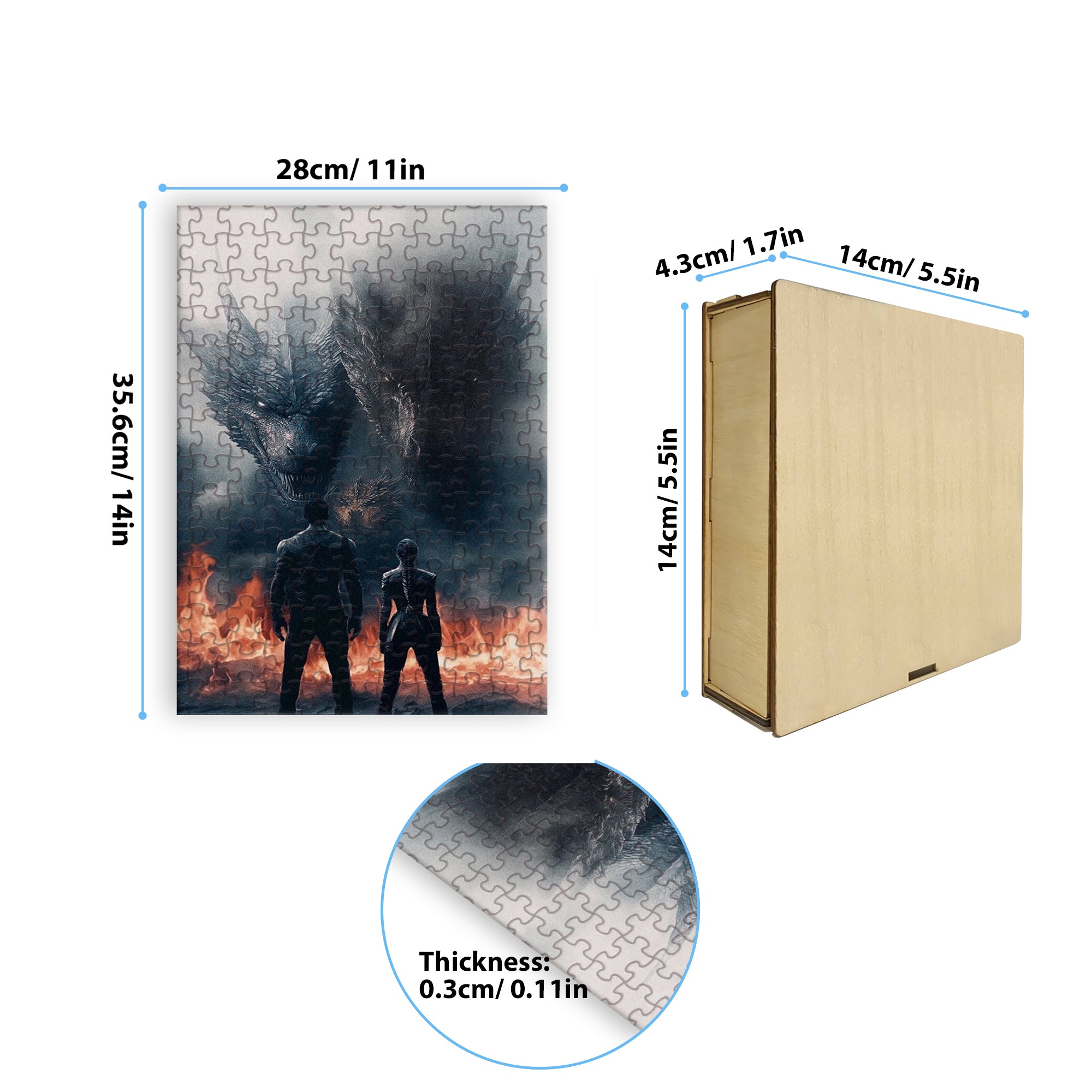 Fantasy Puzzle Fourth Wing Violet and Xaden, Wooden Jigsaw Bookish Gift for Rebecca Yarros Fans PVLR18