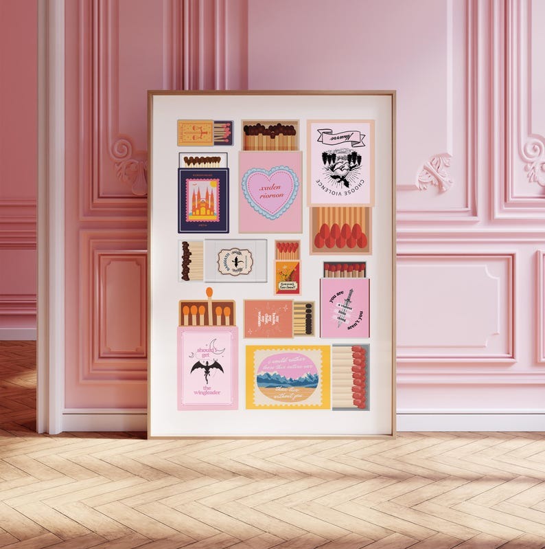 Fourth Wing Inspired Matchbox Style Print Gift Booktok Inspirational, Rebecca Yarros Minimalist Aesthetic Wall Art VLRP18