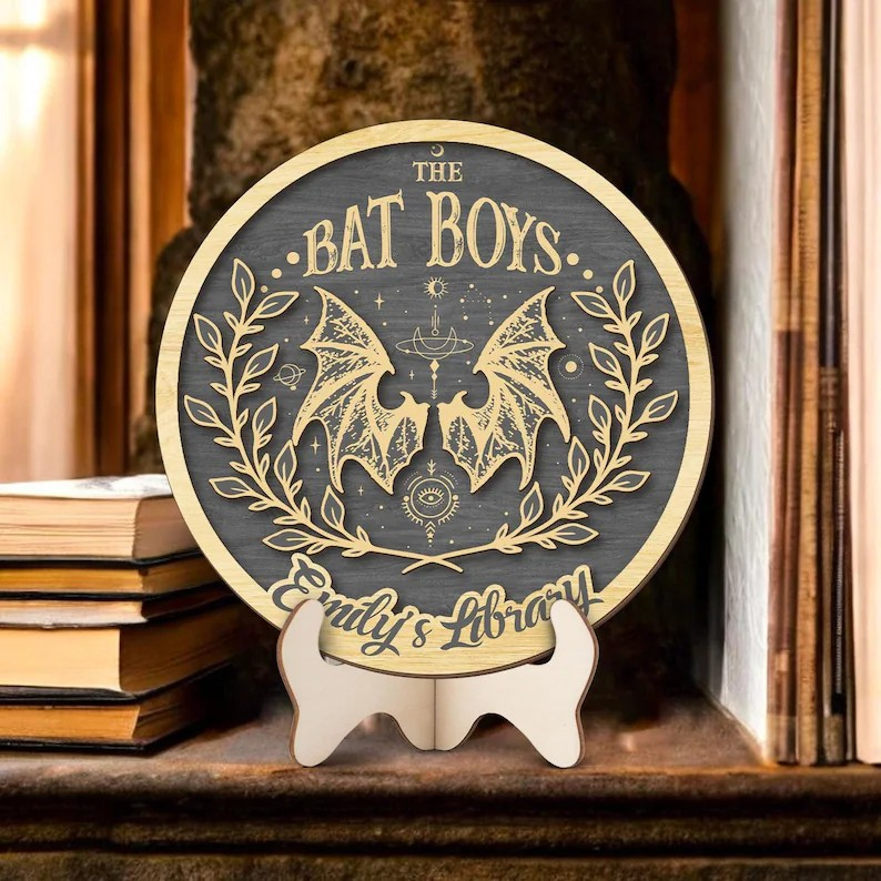 Custom ACOTAR Bookshelf Decor, Velaris Court Wooden Sign, Bat Boy Fantasy Sign, Spring Autumn Winter Court Library Decor BTVLR53