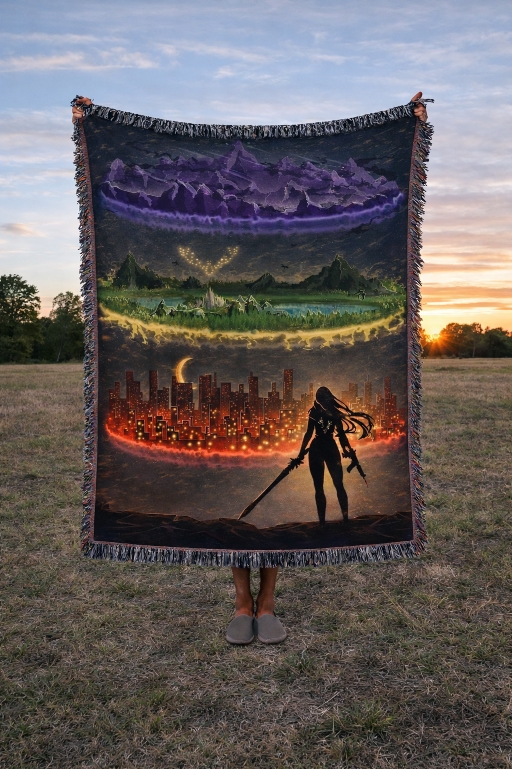 Fantasy Warrior Woven Blanket, Throne of Glass Inspired Throw, Magical Realm Bookish Blanket, Cozy Reader Gift BKVLR12