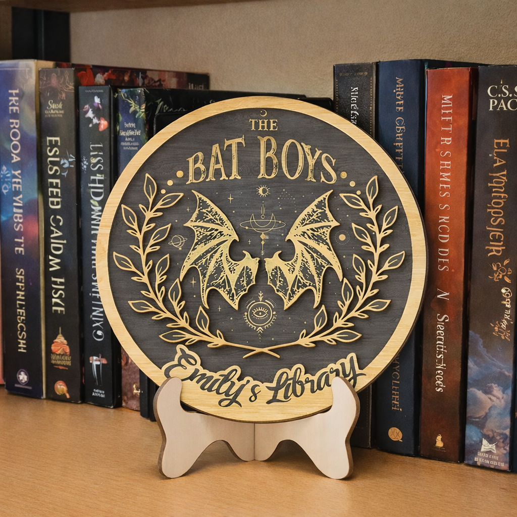 Custom ACOTAR Bookshelf Decor, Velaris Court Wooden Sign, Bat Boy Fantasy Sign, Spring Autumn Winter Court Library Decor