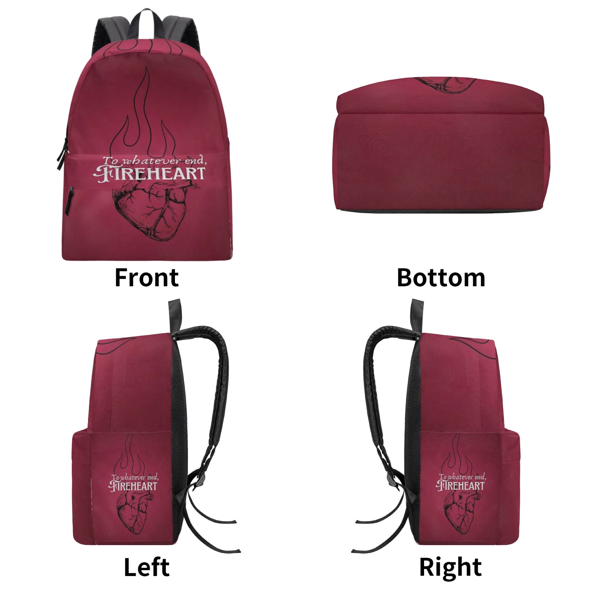 Fireheart Backpack, To Whatever End Quote, Throne of Glass Inspired Book Bag, Sarah J Maas Gift BPVLR17