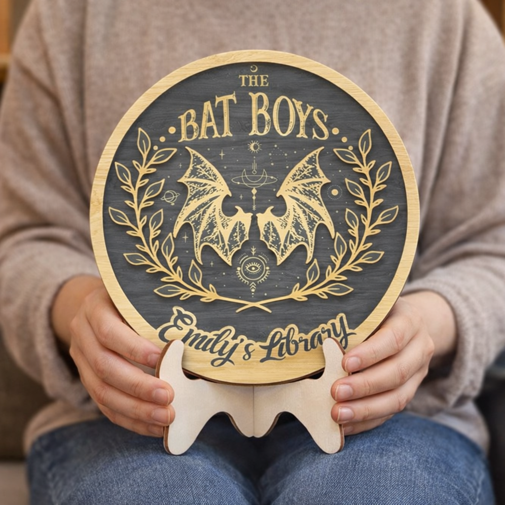 Custom ACOTAR Bookshelf Decor, Velaris Court Wooden Sign, Bat Boy Fantasy Sign, Spring Autumn Winter Court Library Decor