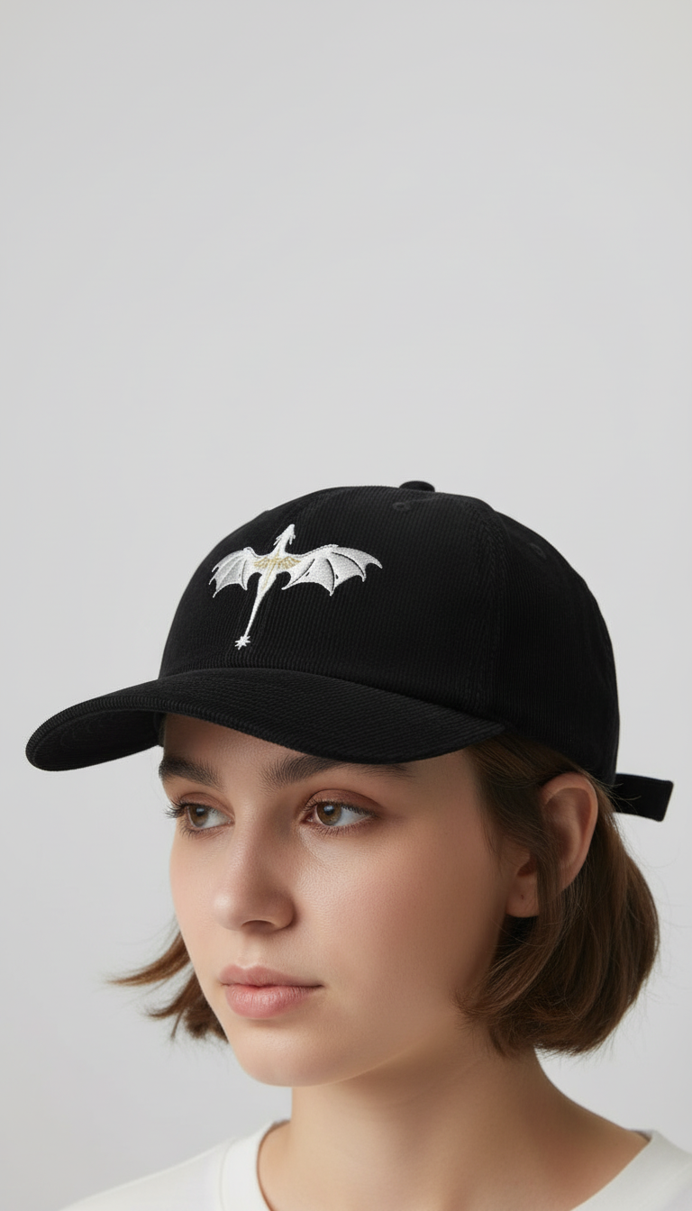 Dragon Rider Corduroy Dad Hat, Fourth Wing Inspired Embroidered Cap, Fantasy Bookish Gift for Readers VLRH31