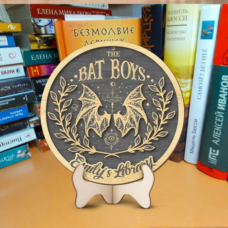 Custom ACOTAR Bookshelf Decor, Velaris Court Wooden Sign, Bat Boy Fantasy Sign, Spring Autumn Winter Court Library Decor