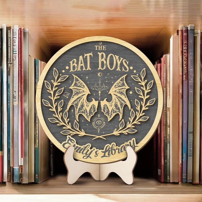 Custom ACOTAR Bookshelf Decor, Velaris Court Wooden Sign, Bat Boy Fantasy Sign, Spring Autumn Winter Court Library Decor