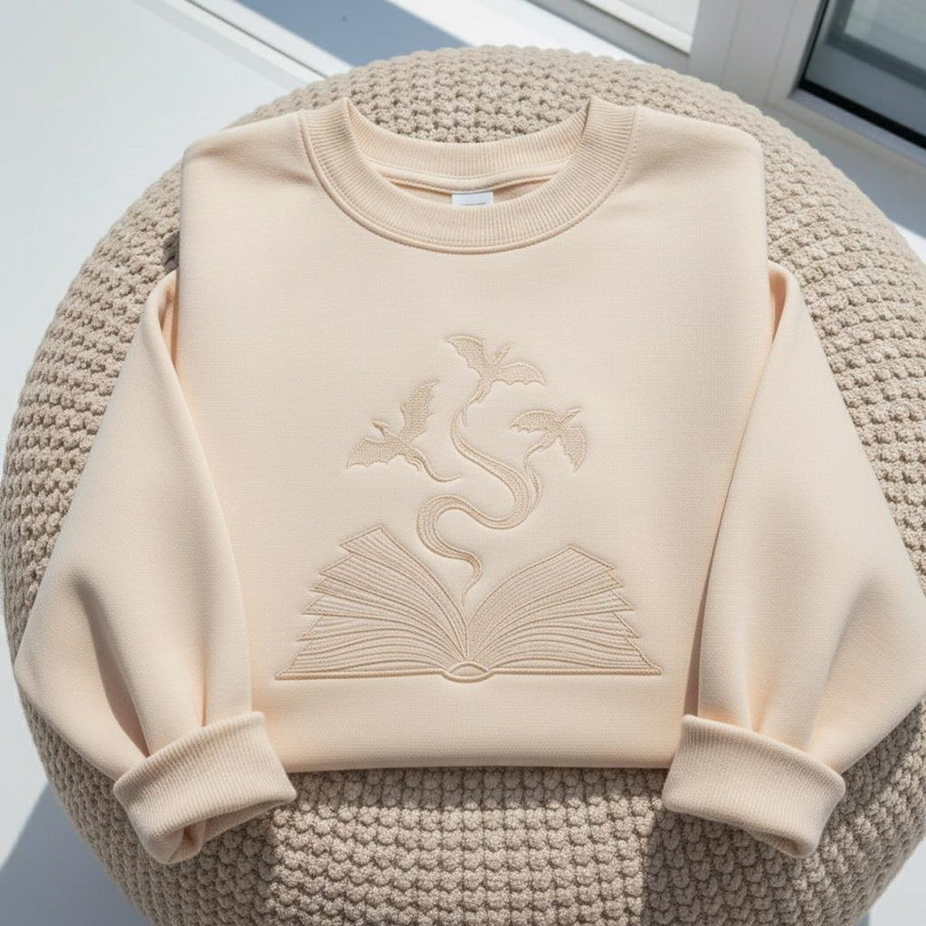 Fourth Wing Dragon Book Sweatshirt, Minimal Fantasy Reader Crewneck, Cozy Bookish Gift for Women and Romantasy Lovers VEMB82