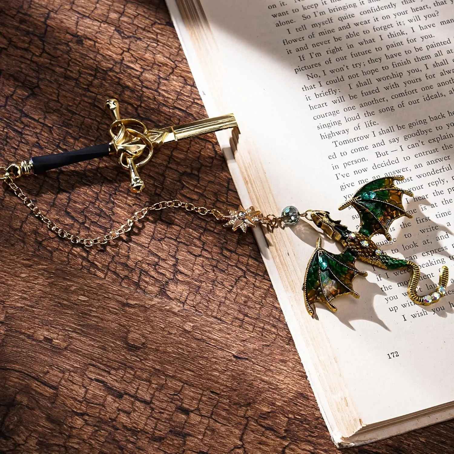 Dragon Sword Fantasy Bookmark, Birthday Gifts for Readers, Book Lover Silver Metal Charm, Bookmarks Unique Gift For Women Men Bookish
