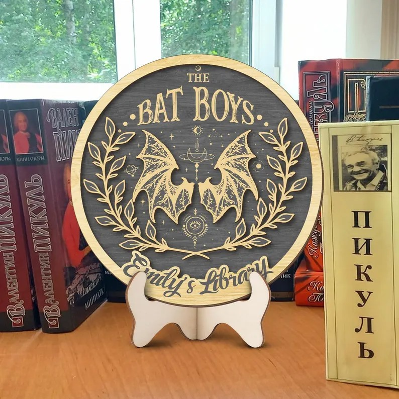 Custom ACOTAR Bookshelf Decor, Velaris Court Wooden Sign, Bat Boy Fantasy Sign, Spring Autumn Winter Court Library Decor BTVLR53