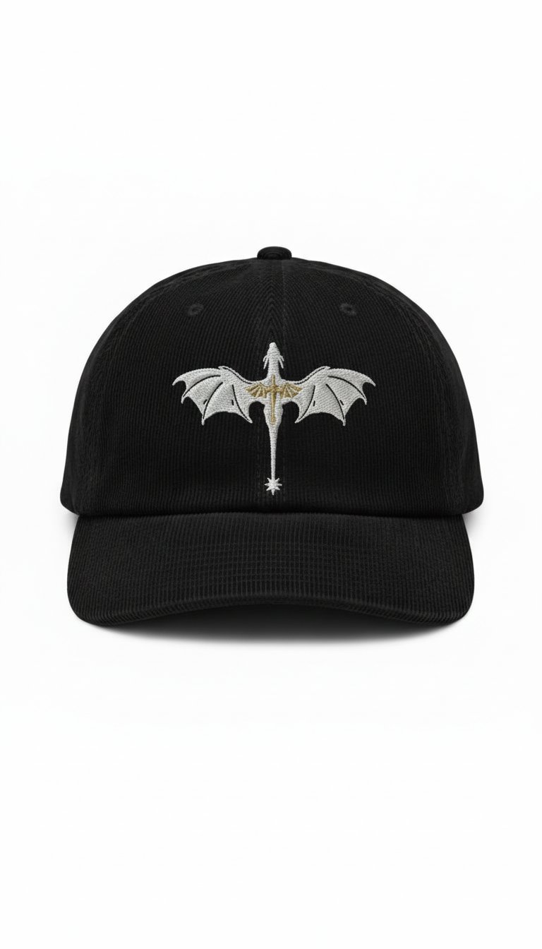 Dragon Rider Corduroy Dad Hat, Fourth Wing Inspired Embroidered Cap, Fantasy Bookish Gift for Readers VLRH31