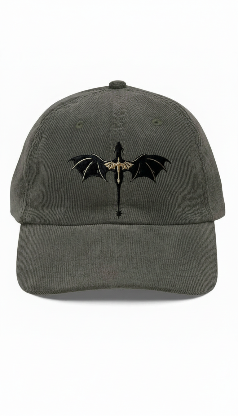 Dragon Rider Corduroy Dad Hat, Fourth Wing Inspired Embroidered Cap, Fantasy Bookish Gift for Readers VLRH31