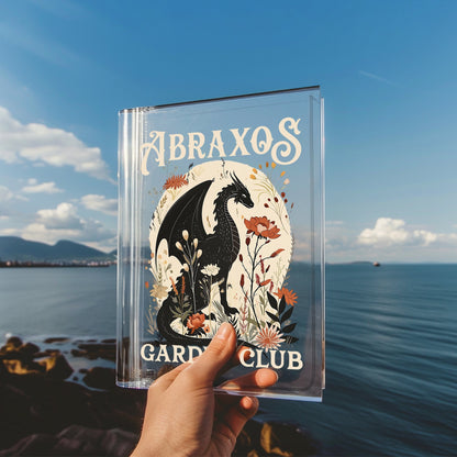 Abraxos Flower Garden Club Books Acrylic Vase for Flowers, Fantasy Dragon Bookish Book Shaped Flower Vase, Fantasy Readers Book Club Gifts VLRBV20