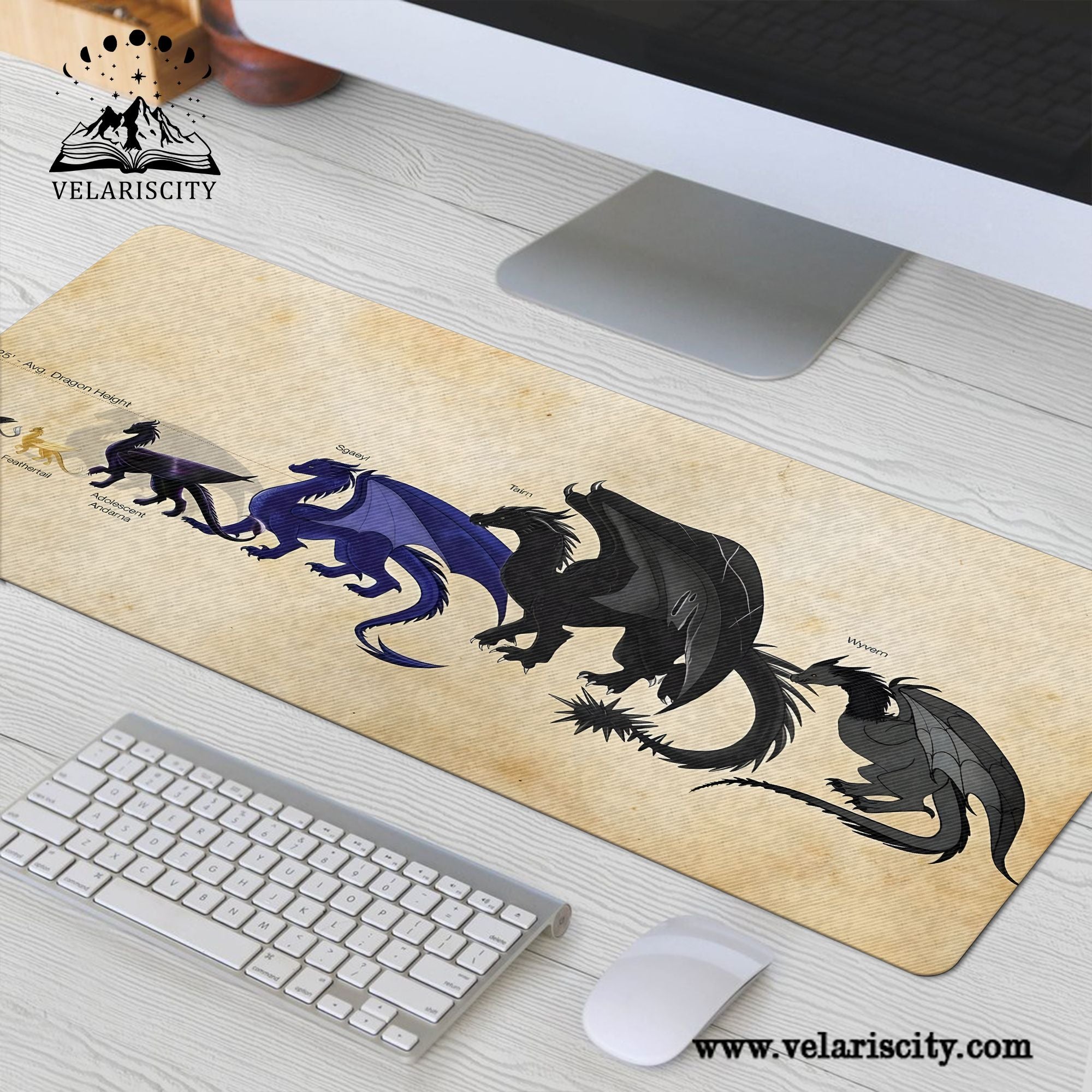 Fourth Wing Dragon Desk Mat, Tairn Andarna Sgaeyl Wyvern Size Chart, Empyrean Series Gaming Desk Pad for Bookish Fans DMVLR04