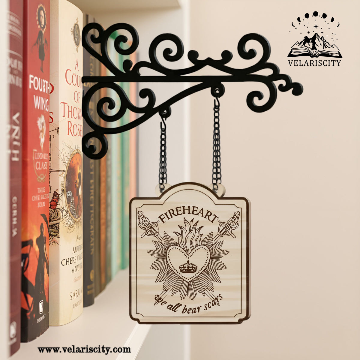 Fireheart Book Tavern Signs, We All Bear Scars Wooden Sign, Throne of Glass Fantasy Decor, Fantasy Decor for Book Lovers, Home Library Decor, Book Gift BSVLR18