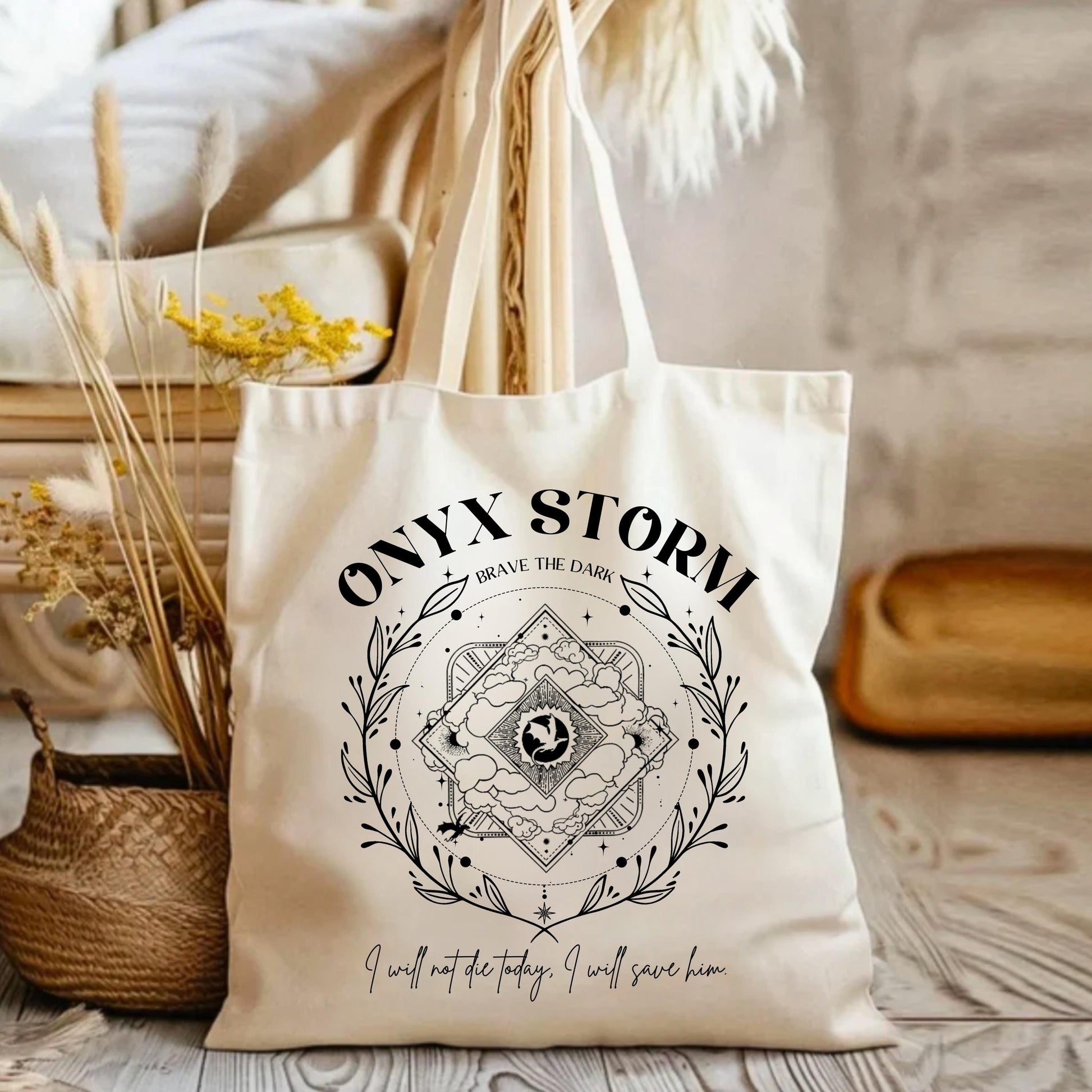 Onyx Storm Tote Bag, Fourth Wing Tote Bag, Basgiath Tote Bag, RY Merch, Gift For Fantasy Fan, Onyx Storm Gift, Bookish Tote TBVLR17