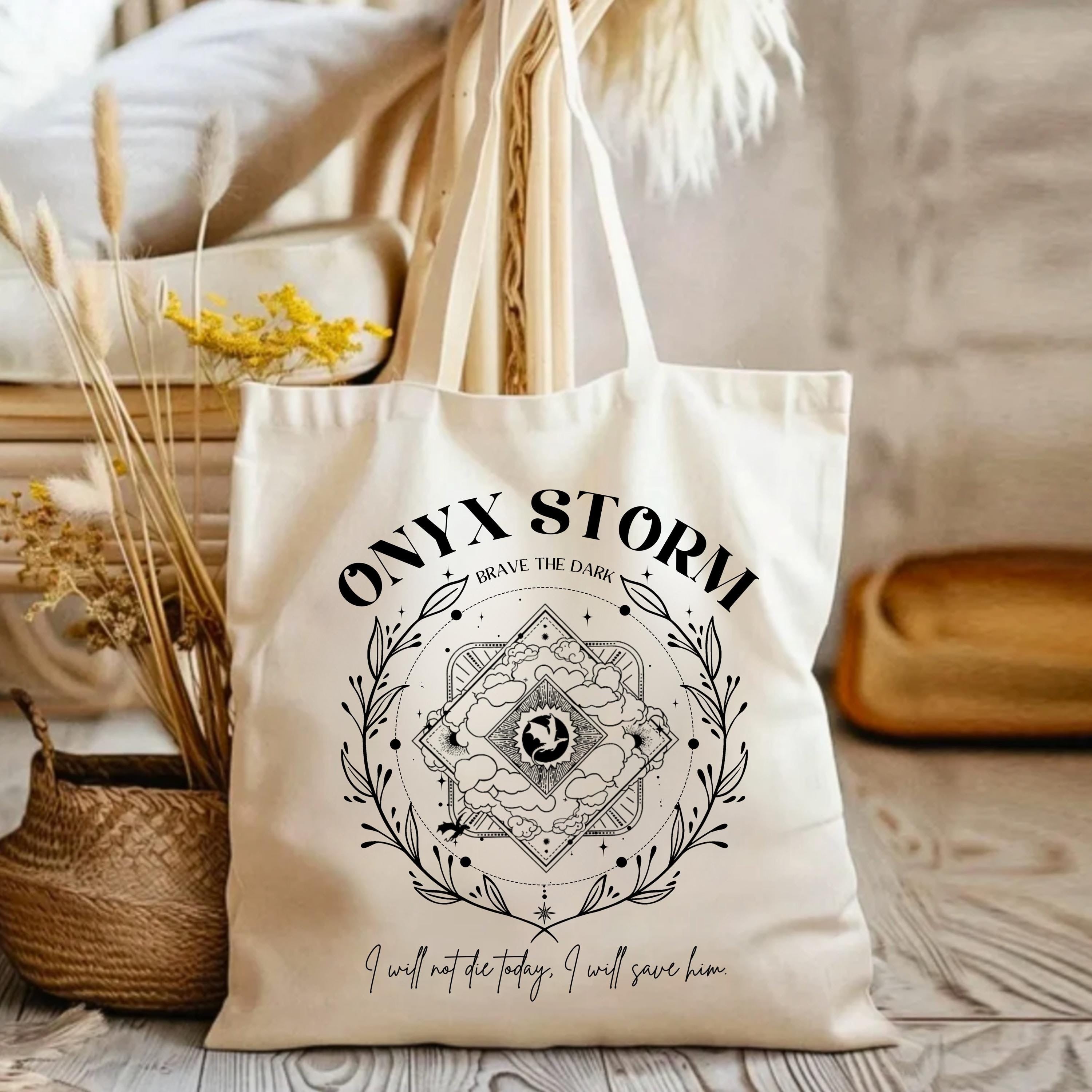 Onyx Storm Tote Bag, Fourth Wing Tote Bag, Basgiath Tote Bag, RY Merch, Gift For Fantasy Fan, Onyx Storm Gift, Bookish Tote TBVLR17