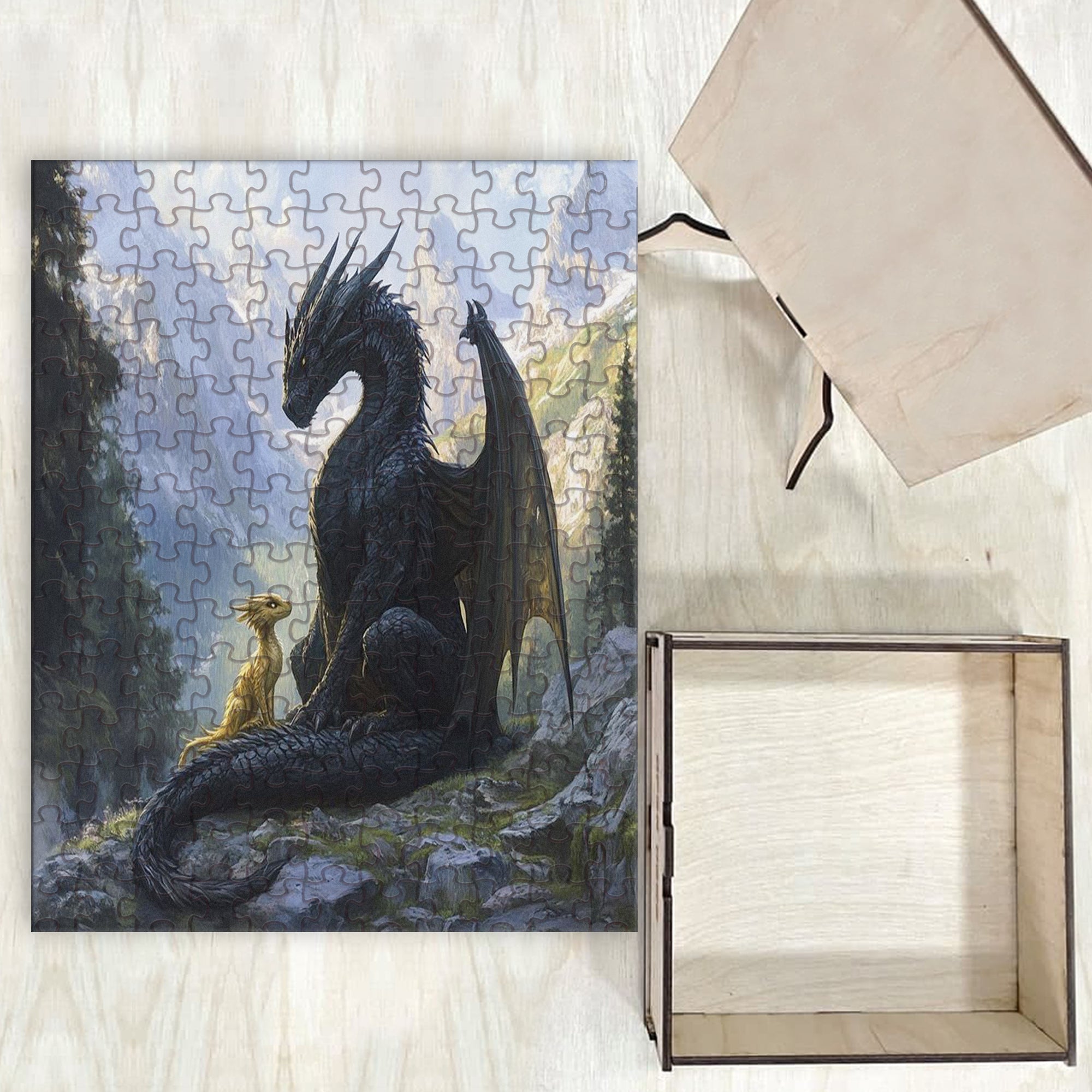 Fourth Wing Puzzle Dragons Tairn & Andarna, Fantasy Wooden Jigsaw Puzzle Bookish Gift for Rebecca Yarros Fans PVLR20