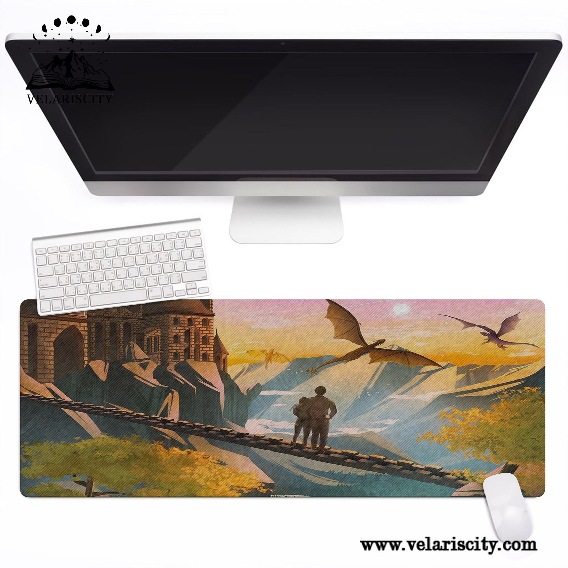 Fourth Wing Desk Mat, Violet and Xaden Dragon Riders, Bookish Gaming Mouse Pad, Fantasy Desk Decorh Gift for Readers DMVLR32