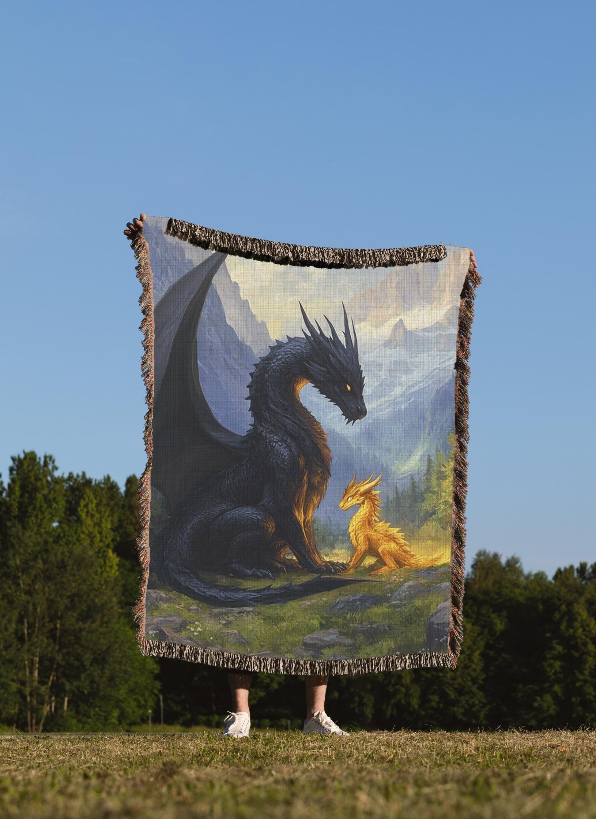Fourth Wing Dragon Woven Blanket, Tairn and Andarna Inspired Throw, Fantasy Bookish Gift, Cozy Reading Blanket for Readers BKVLR18