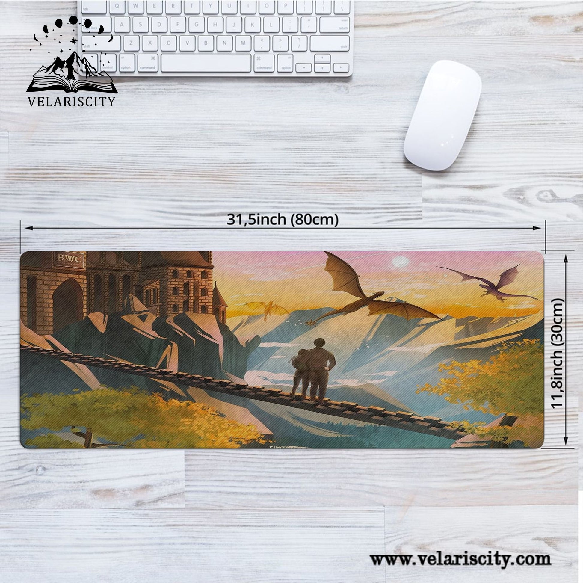 Fourth Wing Desk Mat, Violet and Xaden Dragon Riders, Bookish Gaming Mouse Pad, Fantasy Desk Decorh Gift for Readers DMVLR32
