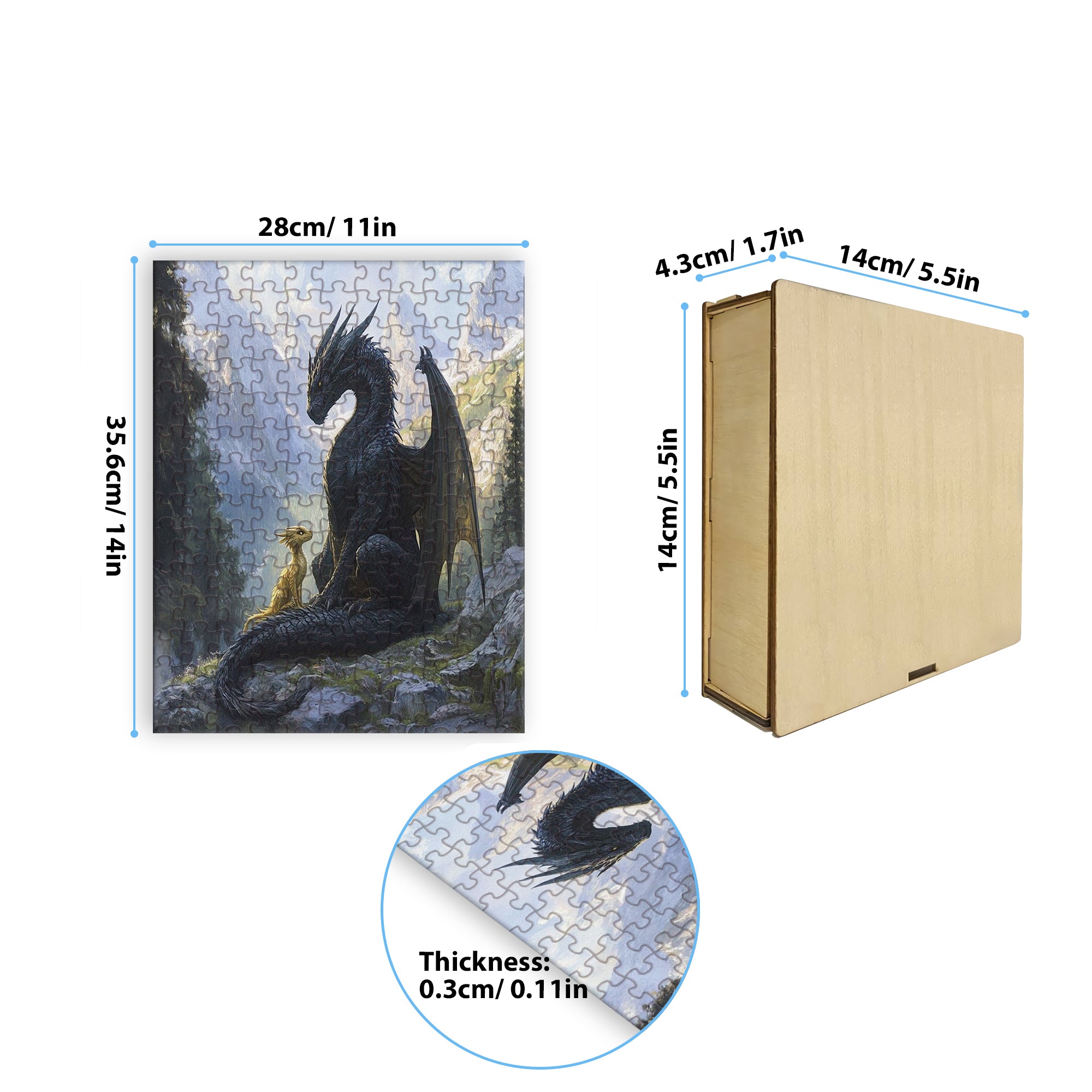 Fourth Wing Puzzle Dragons Tairn & Andarna, Fantasy Wooden Jigsaw Puzzle Bookish Gift for Rebecca Yarros Fans PVLR20