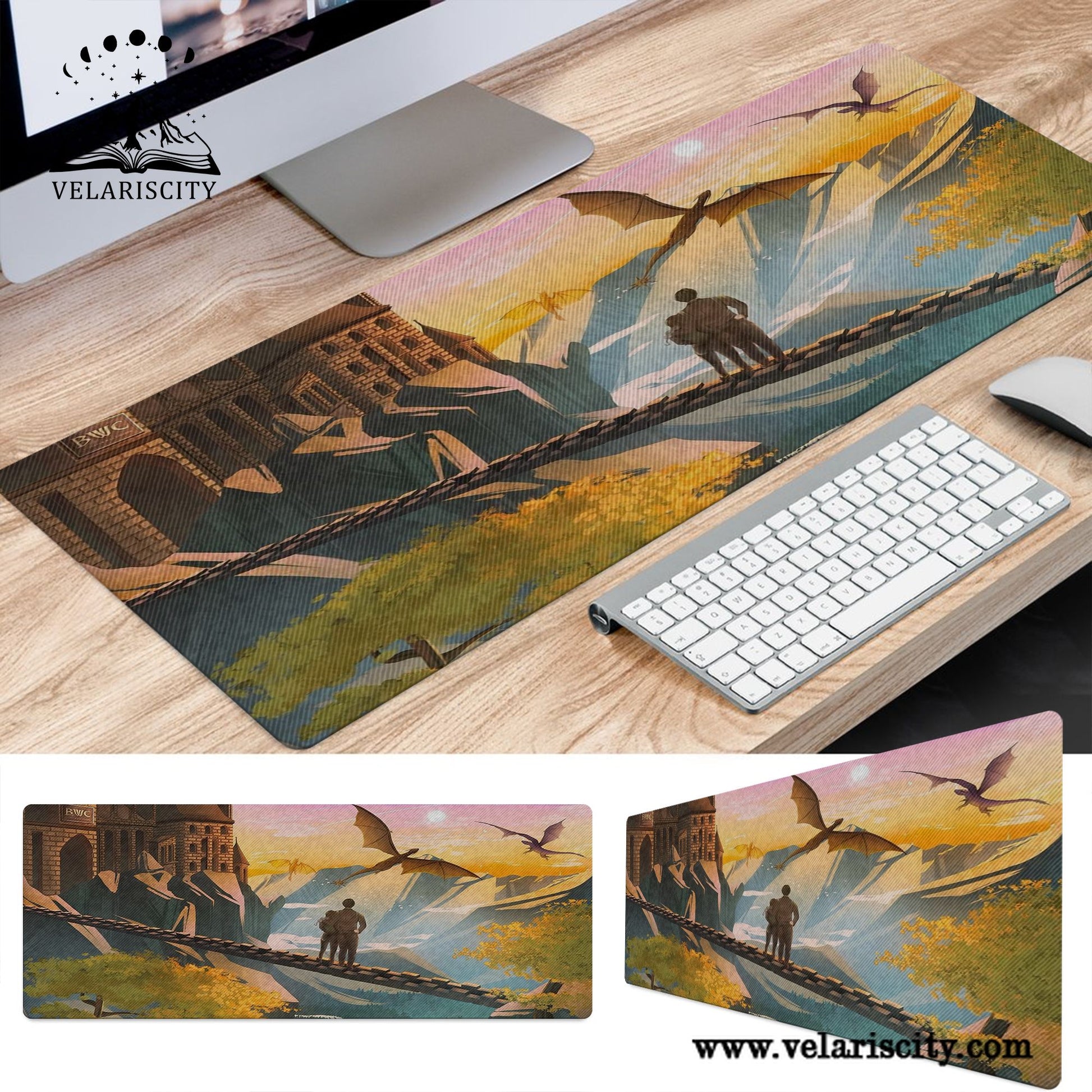 Fourth Wing Desk Mat, Violet and Xaden Dragon Riders, Bookish Gaming Mouse Pad, Fantasy Desk Decorh Gift for Readers DMVLR32