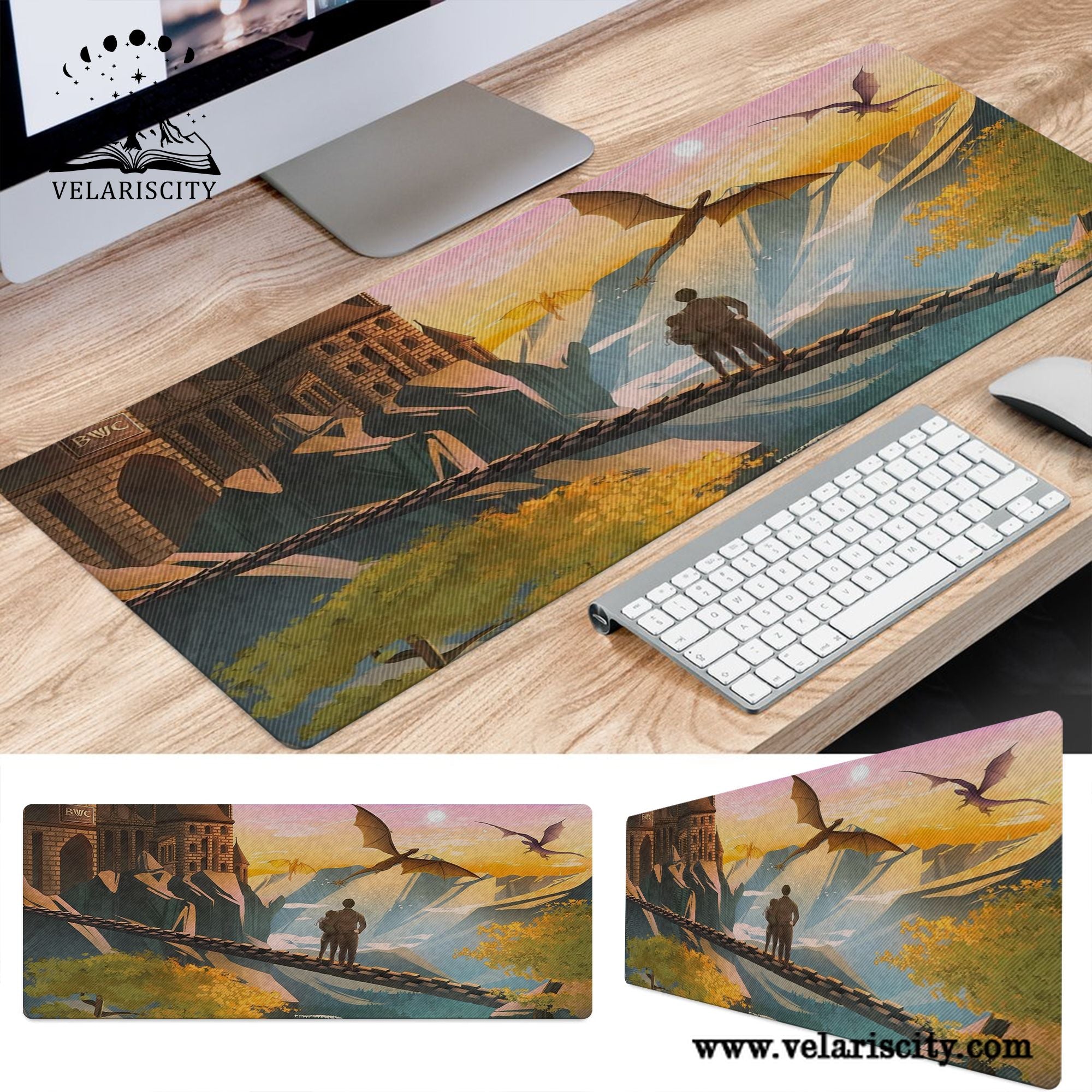 Fourth Wing Desk Mat, Violet and Xaden Dragon Riders, Bookish Gaming Mouse Pad, Fantasy Desk Decorh Gift for Readers DMVLR32