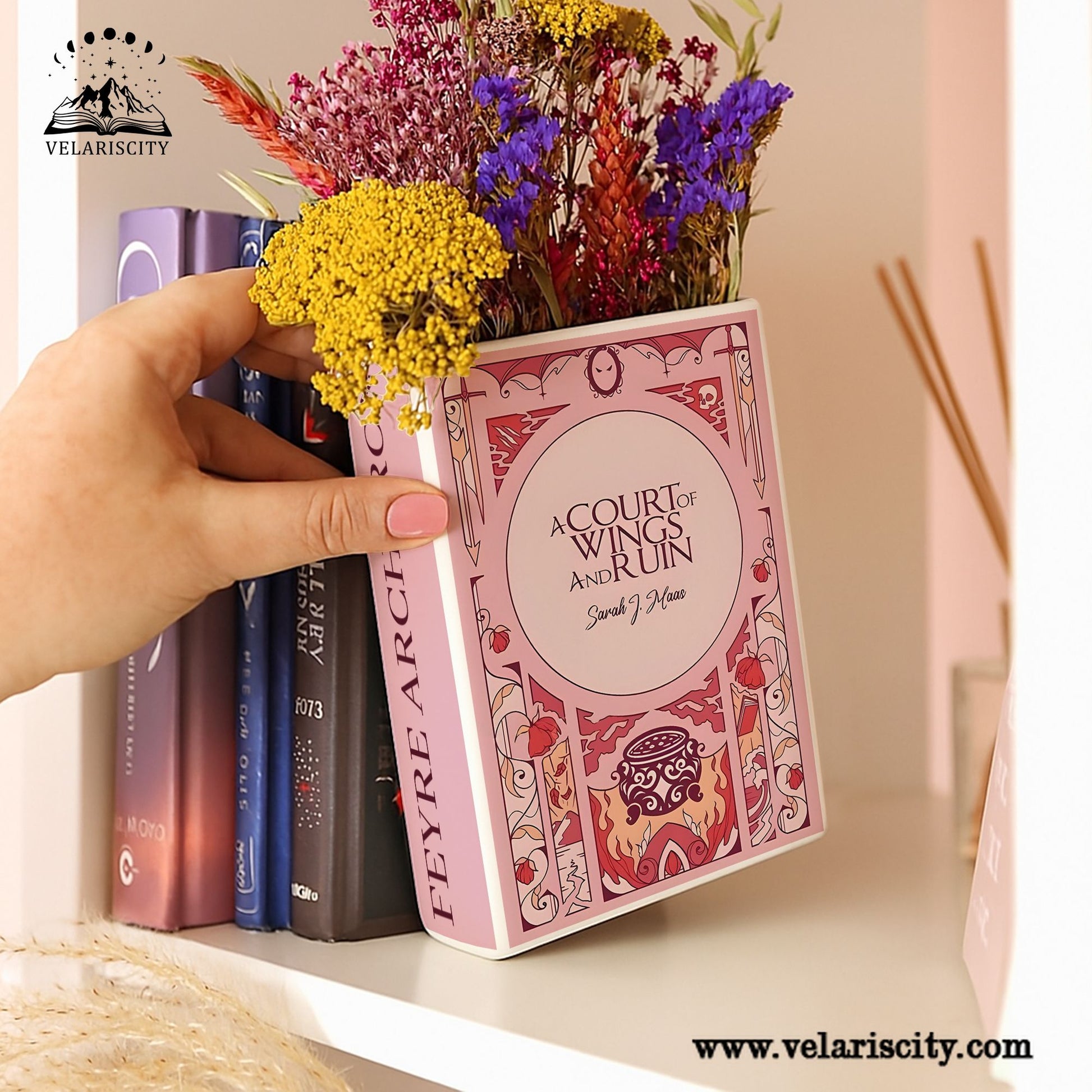 A Court of Wings and Ruin Ceramic Book Vase, Fantasy Book Decor, Rhysand Night Court Gift for Fans CVVRL18