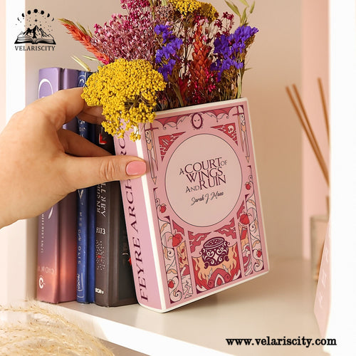 A Court of Wings and Ruin Ceramic Book Vase, Fantasy Book Decor, Rhysand Night Court Gift for Fans CVVRL18