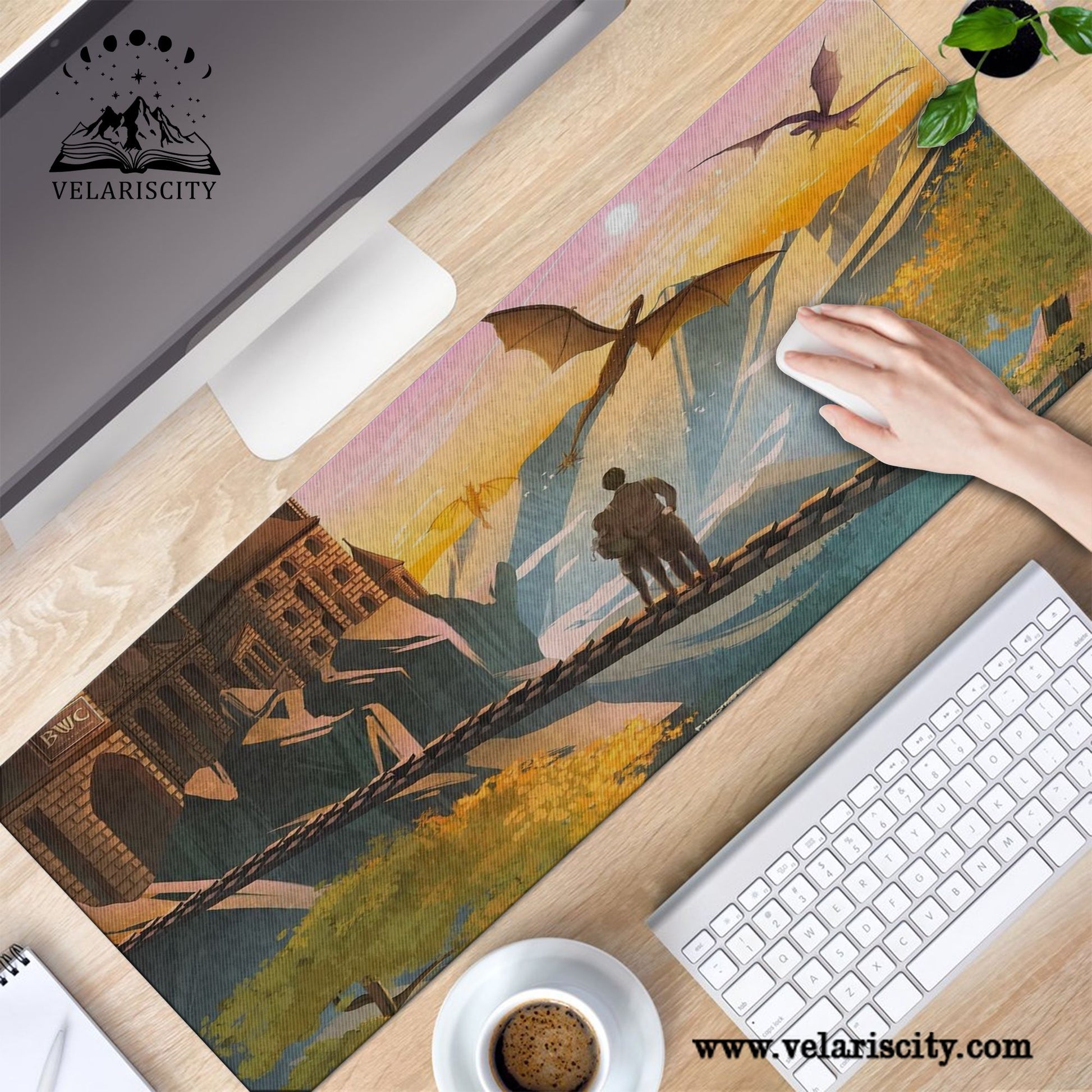 Fourth Wing Desk Mat, Violet and Xaden Dragon Riders, Bookish Gaming Mouse Pad, Fantasy Desk Decorh Gift for Readers DMVLR32