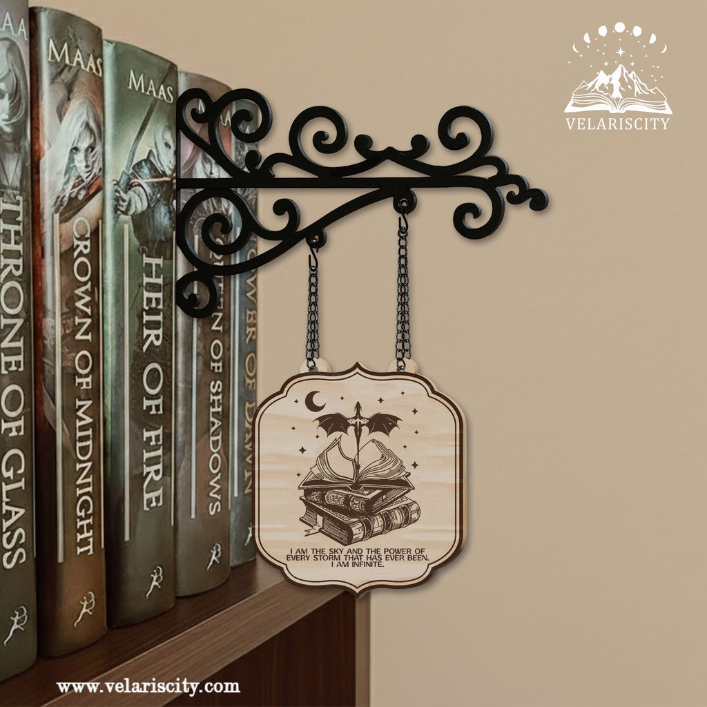 Fourth Wing Book Tavern Signs, I Am the Sky Quote Wooden Sign, Empyrean Dragon Fantasy Decor, Fantasy Decor for Book Lovers, Home Library Decor, Book Gift BSVLR19