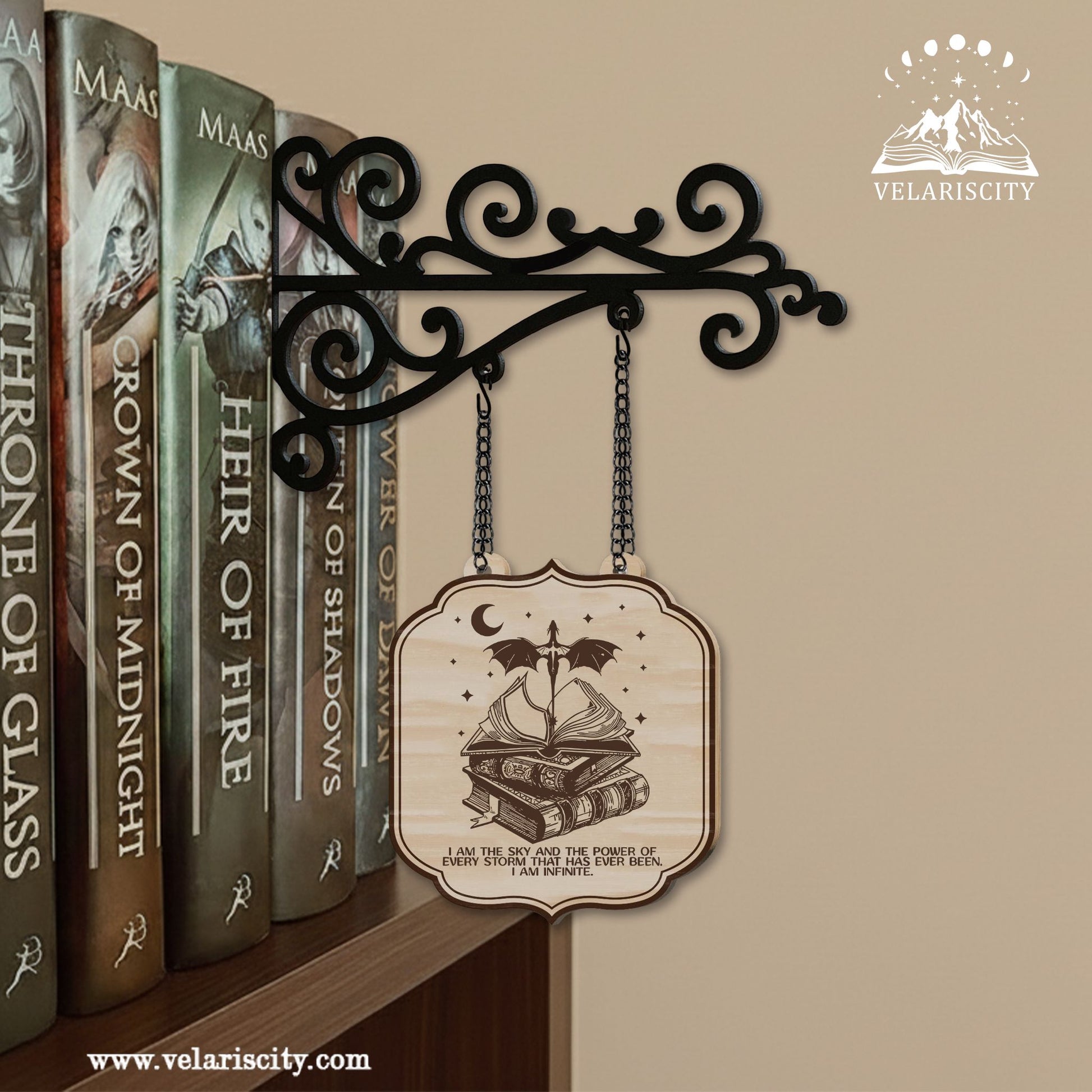 Fourth Wing Book Tavern Signs, I Am the Sky Quote Wooden Sign, Empyrean Dragon Fantasy Decor, Fantasy Decor for Book Lovers, Home Library Decor, Book Gift BSVLR19