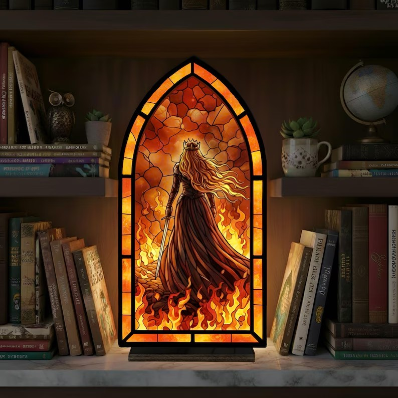 Aelin Book Nook, Fire Queen Book Nook, Throne of Glass Fantasy Window Light, Arch Bookshelf Decor, Bookish Gift BNVLR42