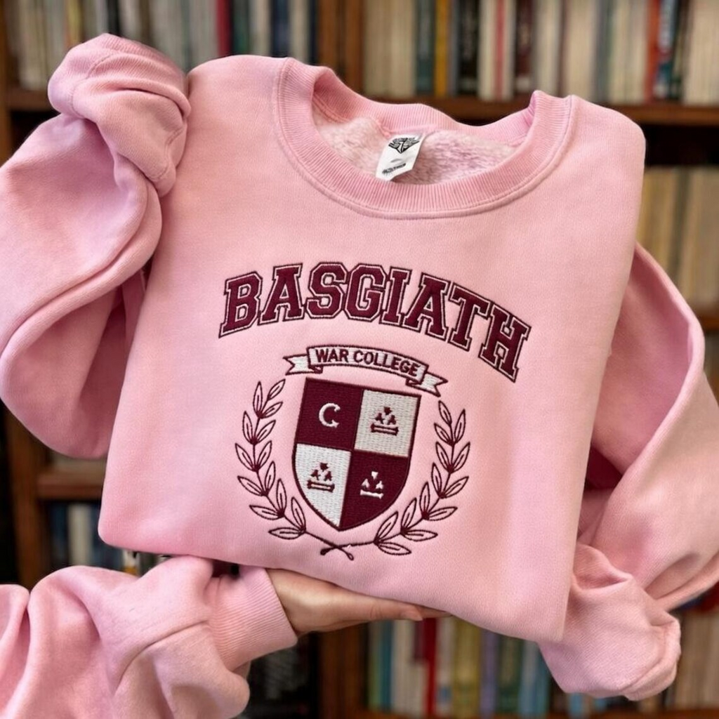 Basgiath War College Sweatshirt, Fourth Wing Inspired Varsity Crewneck, Fantasy Book Lover Gift for Women and Romantasy Readers VEMB83