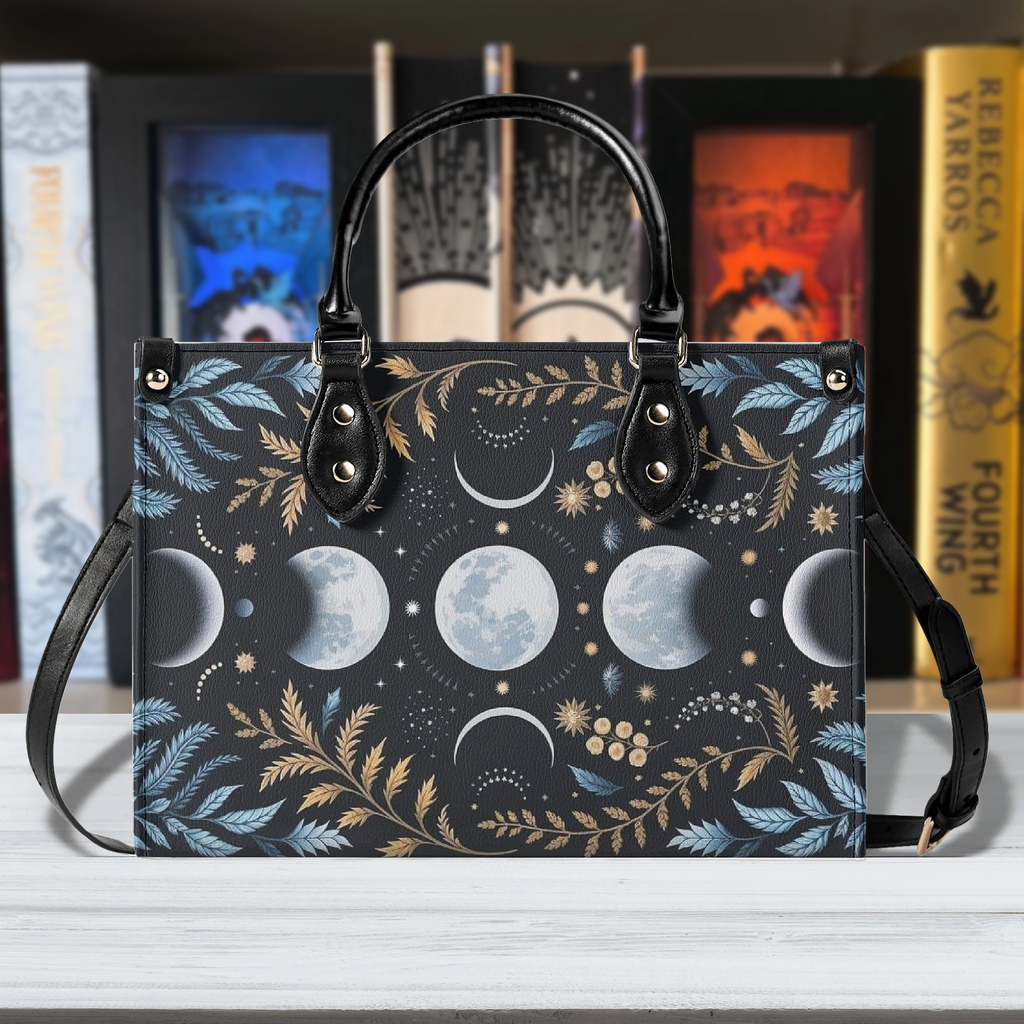 Velaris Moon Phase Leather Bag, Fantasy Night Court Bag, Personalized Leather Bag, Fantasy Leather Handbag, Perfect Gift for Women. HBVLR20