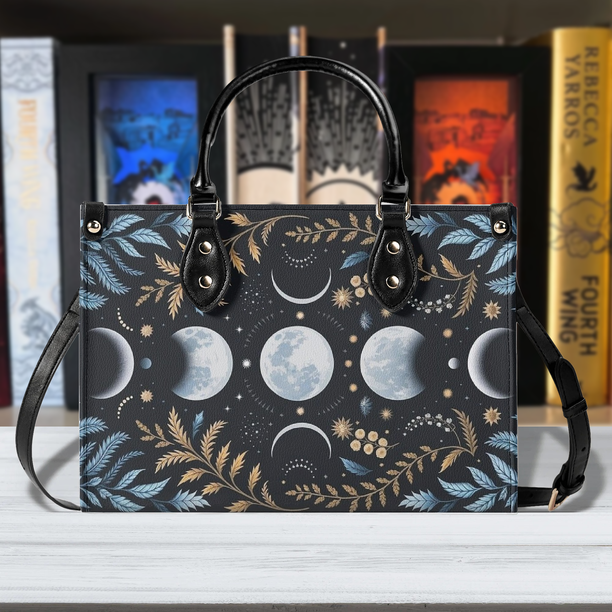 Velaris Moon Phase Leather Bag, Fantasy Night Court Bag, Personalized Leather Bag, Fantasy Leather Handbag, Perfect Gift for Women. HBVLR20