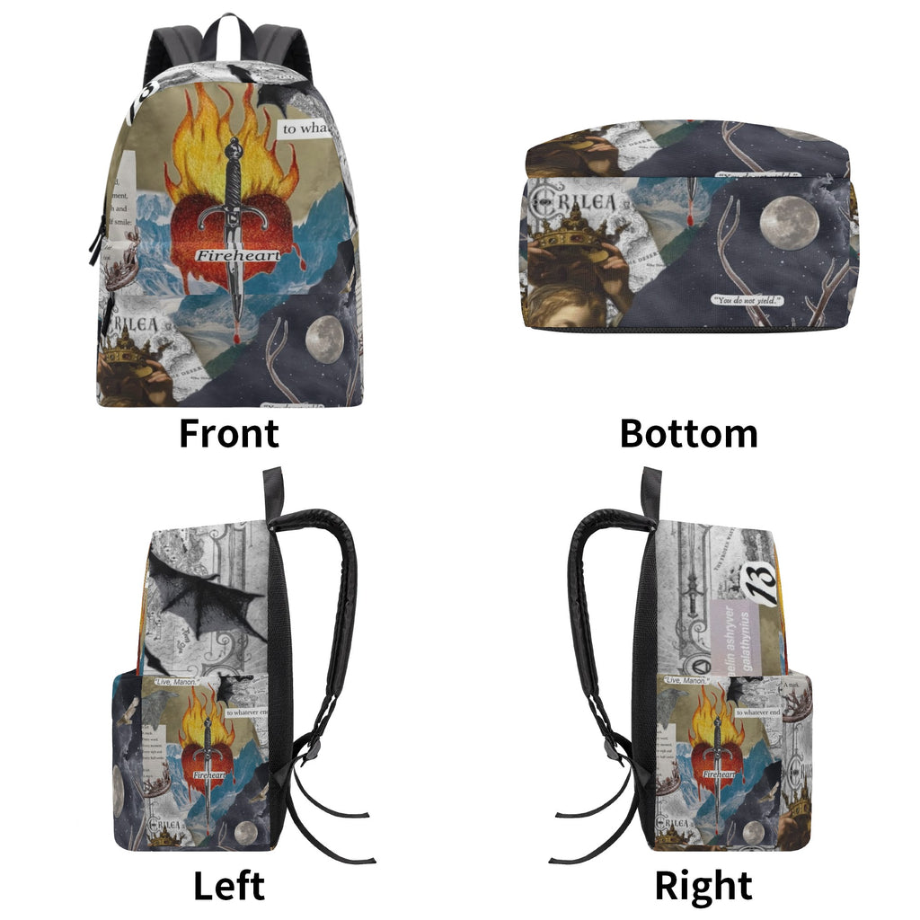 Throne of Glass Backpack, Fireheart Quote, Sword and Flames, Fantasy Bookish Gift BPVLR18