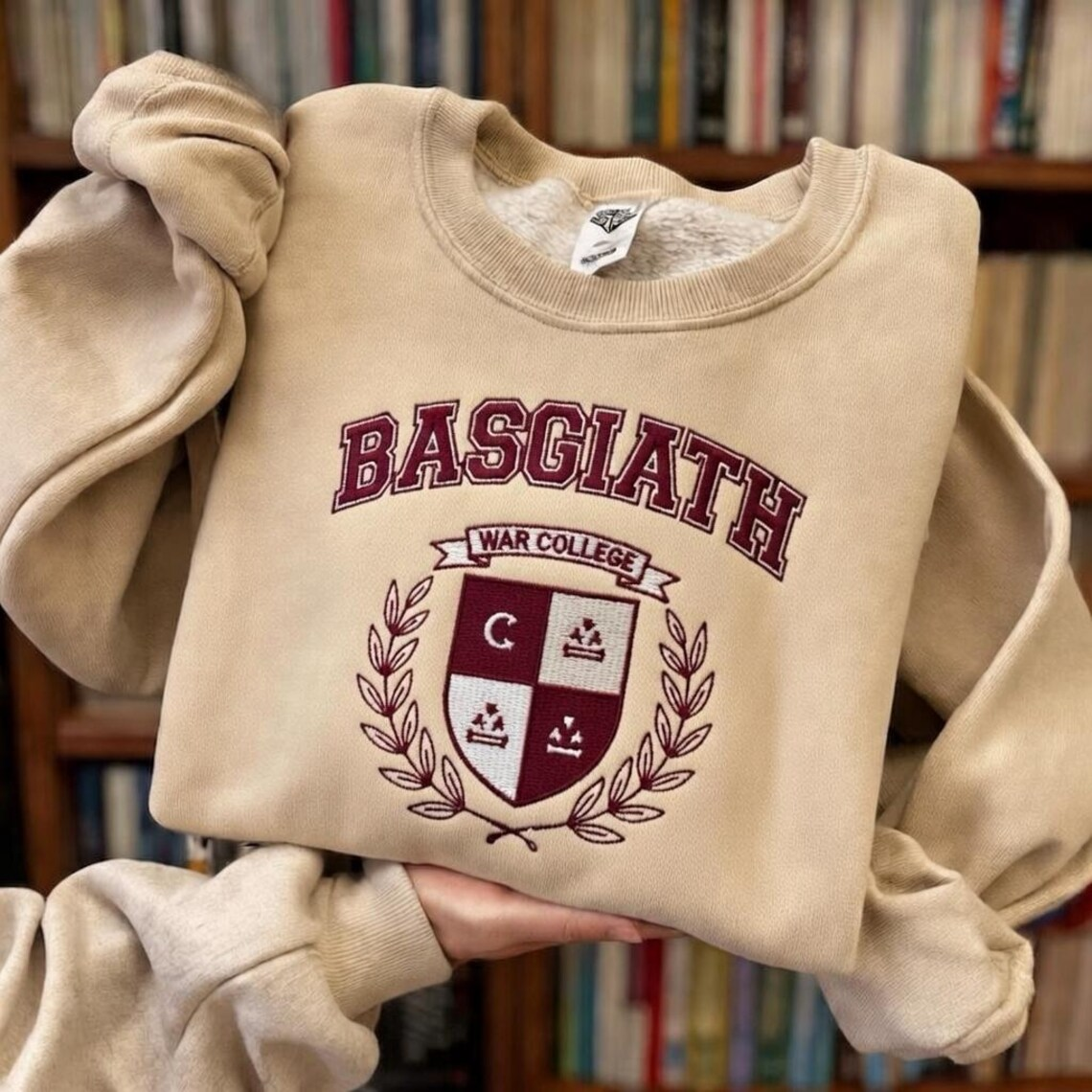 Basgiath War College Sweatshirt, Fourth Wing Inspired Varsity Crewneck, Fantasy Book Lover Gift for Women and Romantasy Readers VEMB83