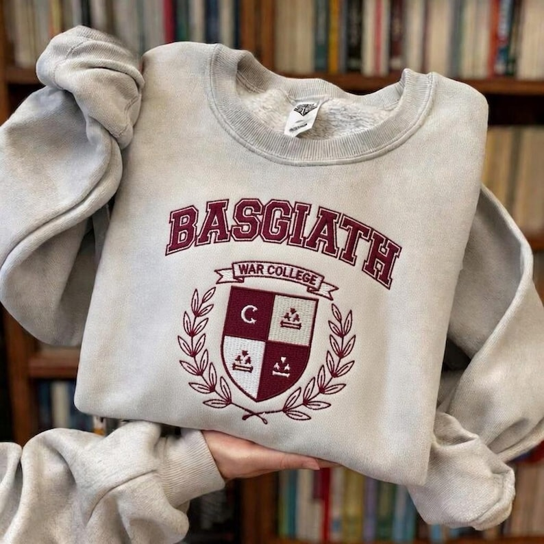 Basgiath War College Sweatshirt, Fourth Wing Inspired Varsity Crewneck, Fantasy Book Lover Gift for Women and Romantasy Readers VEMB83