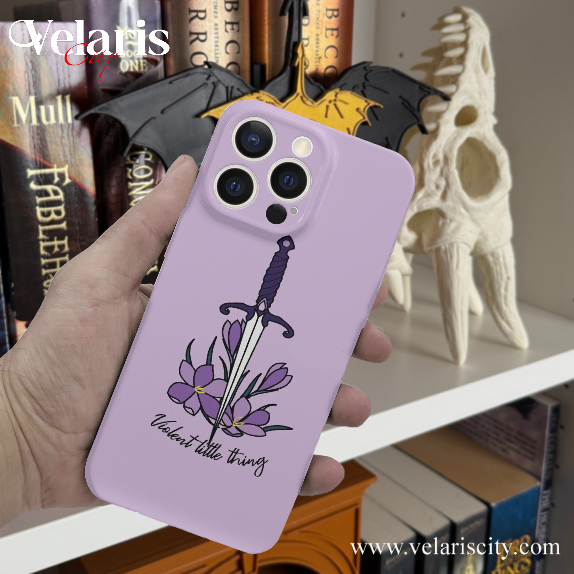 Violent Little Thing Phone Case - Fourth Wing Inspired Sword and Flowers Design, Fantasy Book Lover iPhone Cover, Fantasy Art Accessories PCVLR18