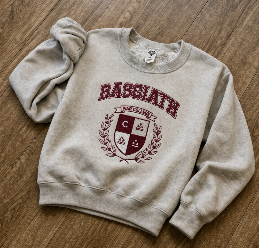 Basgiath War College Sweatshirt, Fourth Wing Inspired Varsity Crewneck, Fantasy Book Lover Gift for Women and Romantasy Readers VEMB83