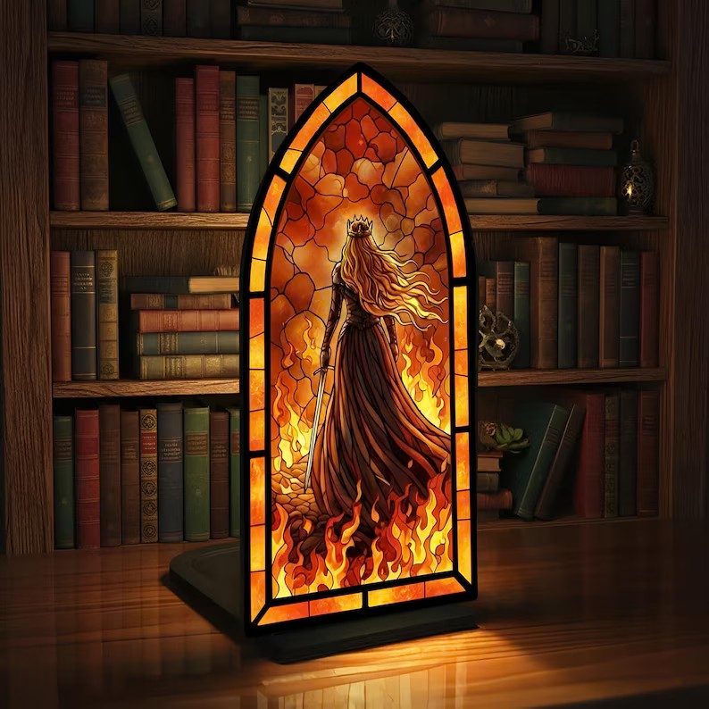 Aelin Book Nook, Fire Queen Book Nook, Throne of Glass Fantasy Window Light, Arch Bookshelf Decor, Bookish Gift BNVLR42
