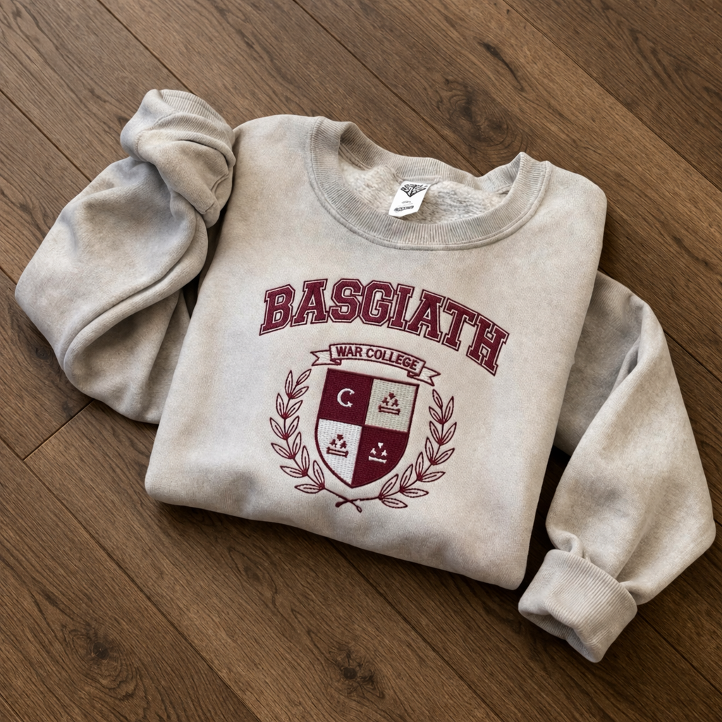 Basgiath War College Sweatshirt, Fourth Wing Inspired Varsity Crewneck, Fantasy Book Lover Gift for Women and Romantasy Readers VEMB83