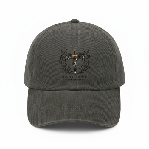 Basgiath War College Crest Corduroy Dad Hat, Fourth Wing Inspired Embroidered Cap, Dragon Rider Fantasy Bookish Gift VLRH32