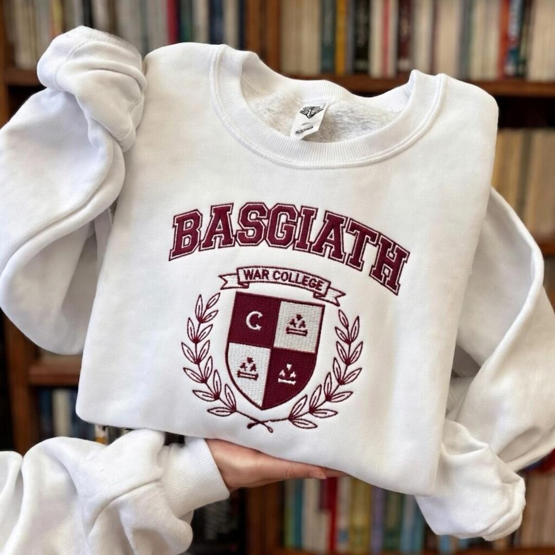 Basgiath War College Sweatshirt, Fourth Wing Inspired Varsity Crewneck, Fantasy Book Lover Gift for Women and Romantasy Readers VEMB83