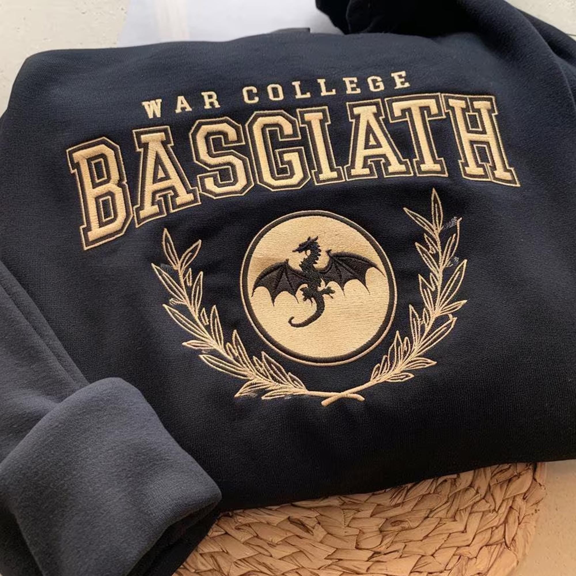 Basgiath War College Embroidered Sweatshirt, Fourth Wing Hoodie, Dragon Rider Sweatshirt, Bookish Sweatshirt, Gift For Book Lover Bookworm VEMB28