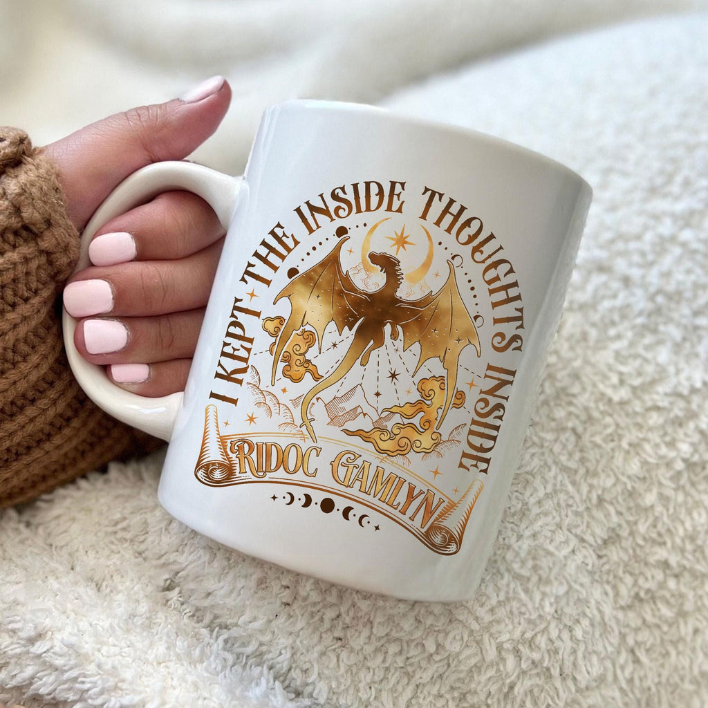 Ridoc Gamlyn Coffee Mugs, I Kept The Inside Thoughts Inside Mug, Onyx Storm Mug, Dragon Rider Mug, Quest Squad Onyx Storm MGVLR19