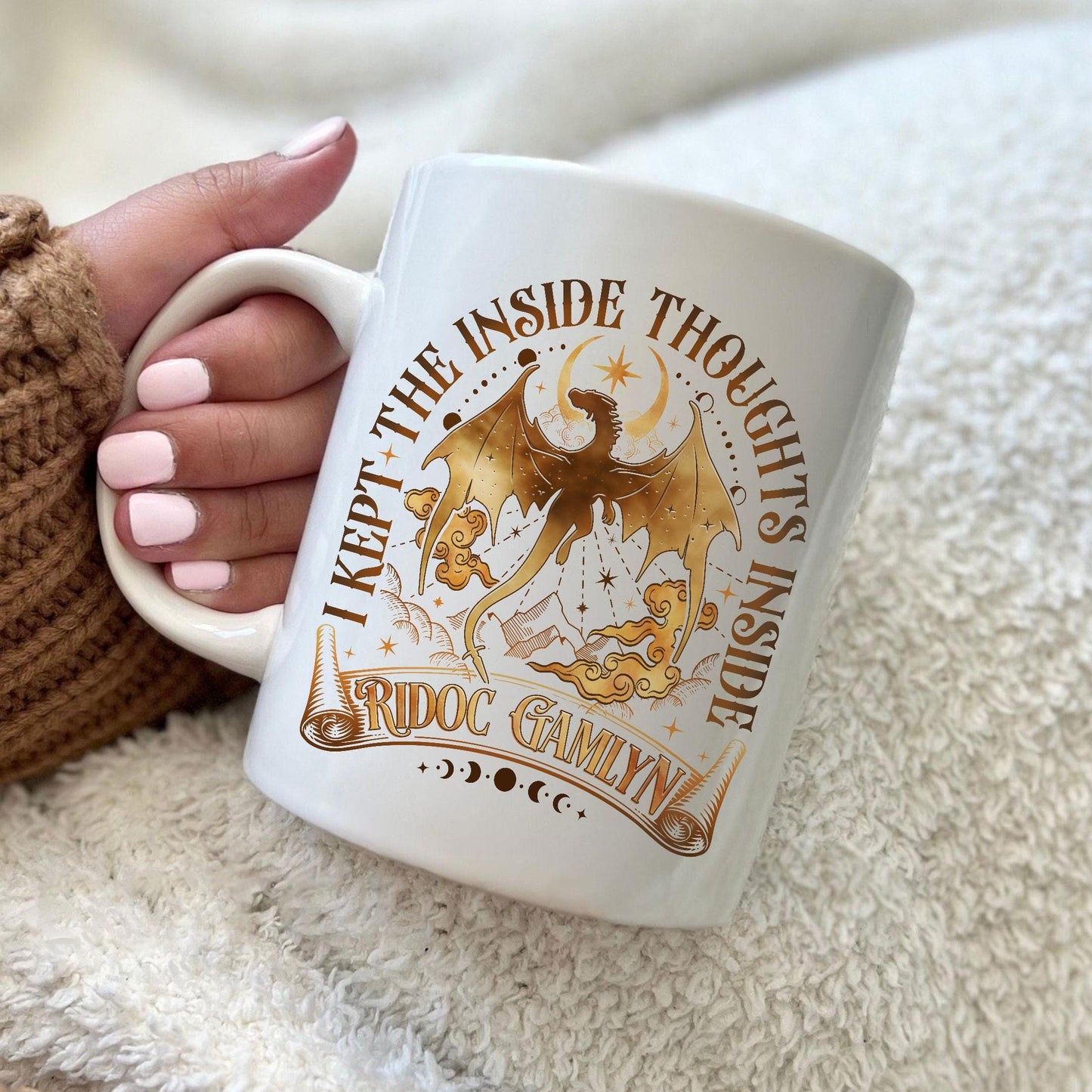 Ridoc Gamlyn Coffee Mugs, I Kept The Inside Thoughts Inside Mug, Onyx Storm Mug, Dragon Rider Mug, Quest Squad Onyx Storm MGVLR19